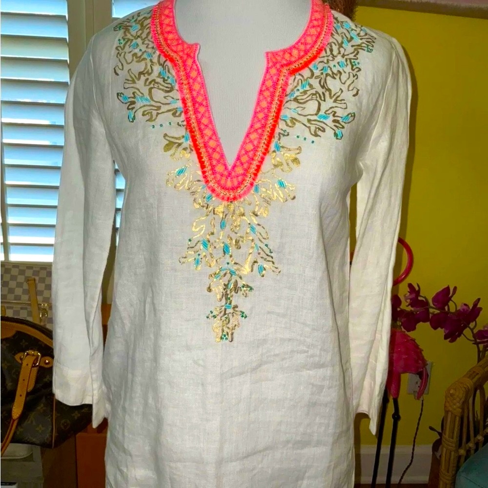 Lilly Pulitzer NWT Amelia Island Linen Tunic $188 Size XXS, XS Gorgeous!!